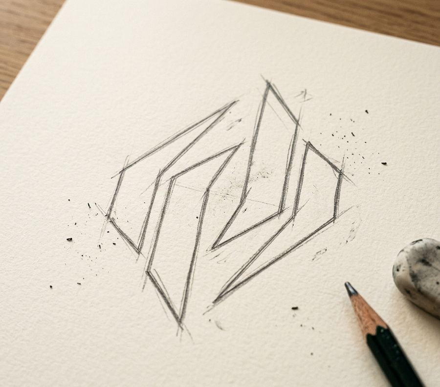 Boceto a lápiz del símbolo de Flama
