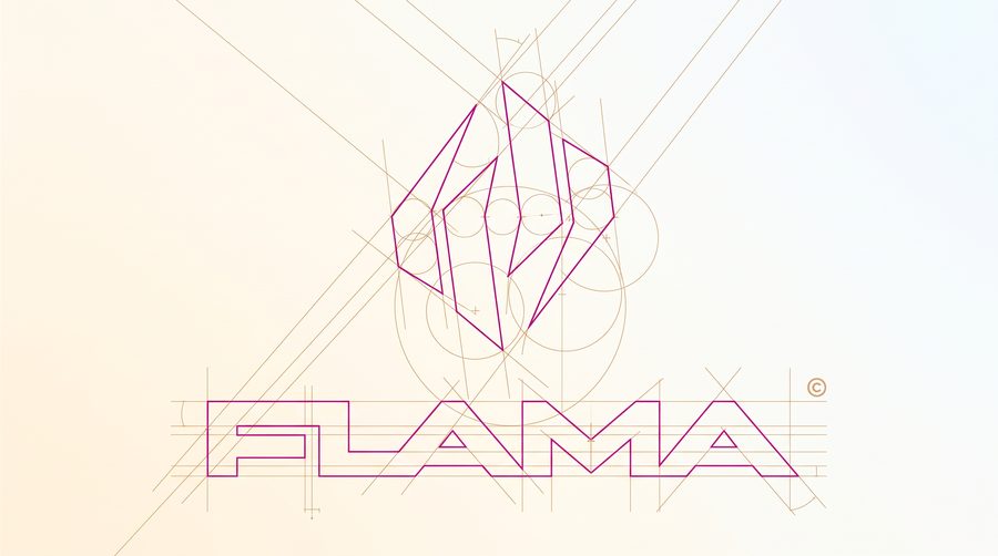 Retícula de construcción del logotipo Flama